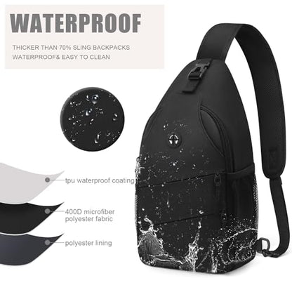 Pritent Crossbody Bags for Women Men Trendy Sling Bag Backpack Casual Chest Bag with Convertible Shoulder Strap - color: Black, size: Large