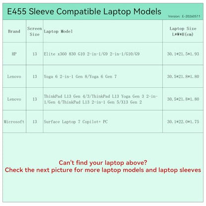 Smatree Elite Laptop Sleeve for 13-13.8 inch HP Elite x360 830 G10/G9/Elitebook, ASUS ROG Flow, for Lenovo ThinkPad L13/ThinkPad X13/Yoga 6, Microsoft Surface, Protective Laptop Case with Pocket(E455) - size: 13 inch/E455/Size: 31.7*22.7cm