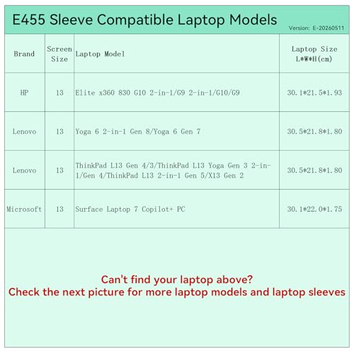 Smatree Elite Laptop Sleeve for 13-13.8 inch HP Elite x360 830 G10/G9/Elitebook, ASUS ROG Flow, for Lenovo ThinkPad L13/ThinkPad X13/Yoga, Microsoft Surface 7, Protective Laptop Case with Pocket(E455) - size: 13.3 inch/E455/Size: 31.7*22.7cm|