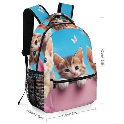 Unisex Adult Laptop Backpack, Casual Book Bags Garden Wonder Kittens Cats Large Backpack Lightweight Hiking Daypack with Adjustable Strap - color: Color(534)