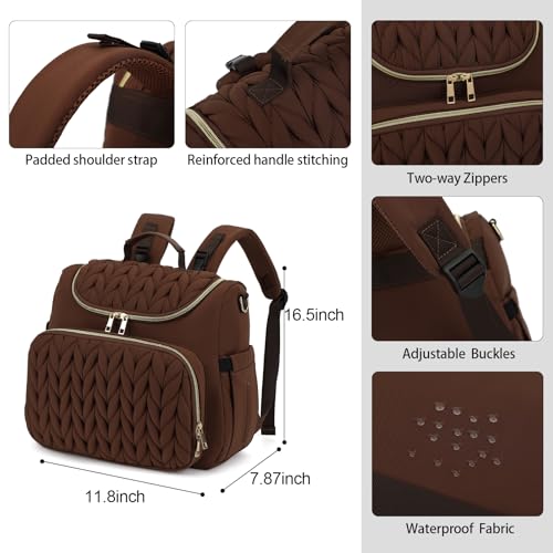 Small Diaper Bag Backpack Quilted Mini Baby Crossbody Diaper Bag Tote for Mom and Baby Girls Boys (Brown) - color: Brown