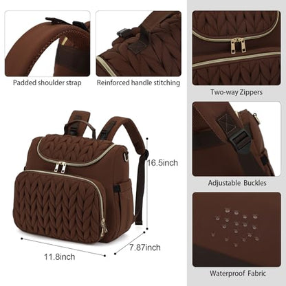 Small Diaper Bag Backpack Quilted Mini Baby Crossbody Diaper Bag Tote for Mom and Baby Girls Boys (Brown) - color: Brown