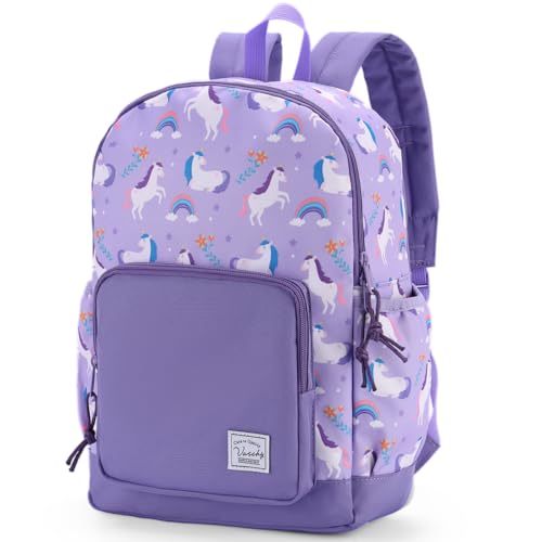 VASCHY Kids backpacks, Cute Lightweight Water Resistant Preschool Backpack for Boys and Girls Chest Strap | Cute - color: Purple Unicorns, size: Small (4-6 Yrs) - 15'' H