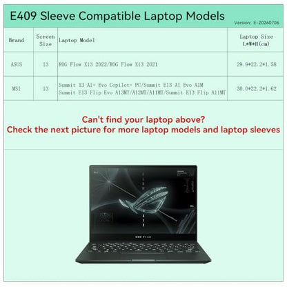 Smatree Elite Laptop Sleeve for 13.4 inch ASUS ROG Flow X13 2022/2021/MSI - color: Black, size: 13 inch/E409/Size: 31.2*23.2cm