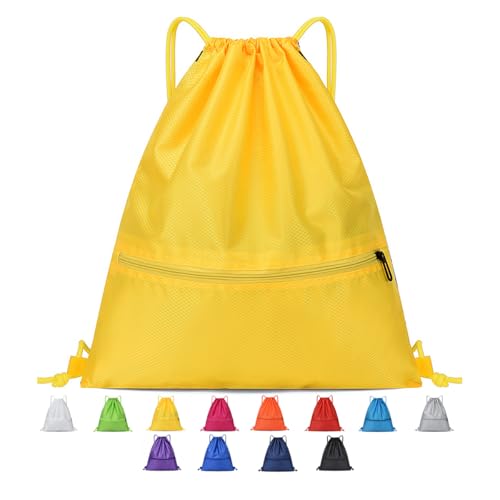 Drawstring Backpack Bag Sport Gym Sackpack-Large(Yellow A) - color: Yellow a