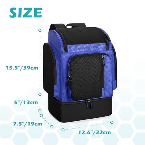 Fasrom Mesh Beach Backpack with Insulated Cooler Compartment, Wet Dry Separation Beach Bag, Large Capacity Tote for Swim - color: Blue