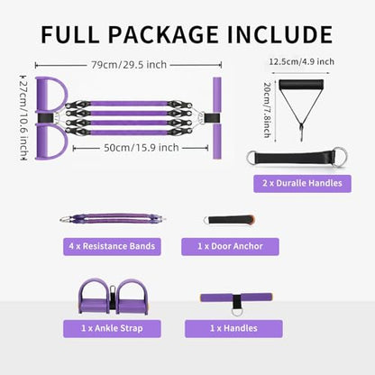 Multifunction Tension Rope, 2 Tubes Stretch Yoga Pedal Tension Strap, Adjustable Resistance, Tension Rope Fitness Equipment - color: purple-4