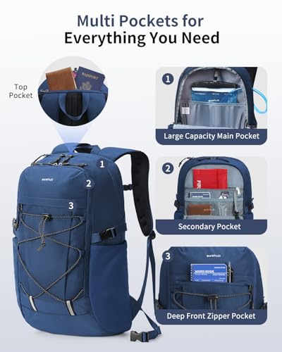 ECOHUB Hiking Backpack 30L Travel Backpack Lightweight Casual Daypack Water Resistant Camping Bag Outdoor Sports Back pack for Men Women - color: Blue