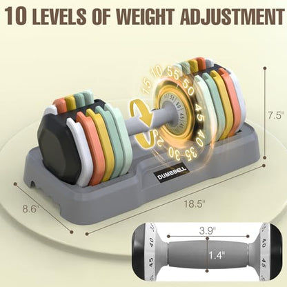 25/55 lbs Pair Adjustable Dumbbell Set, Adjust Dumbbell Weight for Exercises Pair Dumbbells for Men and Women in Home - color: 55lbs-Colorful-1pc