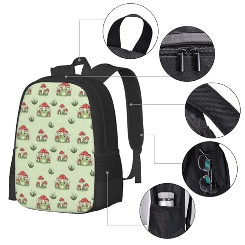 Sturdy Polyester Shoulder Pack Mushroom Frog Green, Anti Theft Spacious Camping Rucksack Casual Daily Bag for Men Women Fitness Outdoor Activity - color: Design (879)