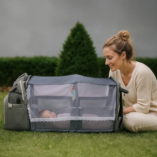 Multifunctional Baby Diaper Bag Backpack with Changing Station Baby Bag for Moms, Dads, Shower Gifts for Newborn Essentials (Diaper Bag Grey) - color: Diaper Bag Grey