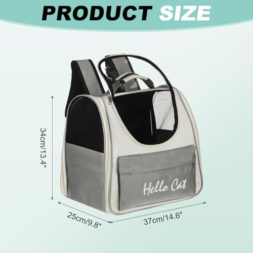 Cat Backpack Carrier, Large Space & Breathable, Ventilated Mesh Design Pet Backpack for Cats or Small Dogs, Intended for Hiking/Camping/Traveling (Gray, 14.6"x9.8"x13.4") - color: Gray