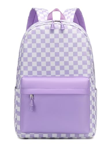 mezhsa Girls School Backpack Elementary Middle Lightning Bookbag Laptop Teenager Waterproof Lightweight 17 Inches (Purple Square) - color: 6-purple