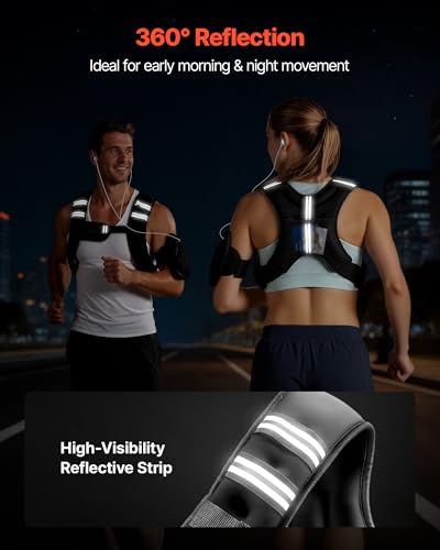 VEVOR Weighted Vest, 6lbs/8lbs/10lbs/25lbs Body Weight Vest for Men Women, with Reflective Stripe, Adjustable Buckle, Workout Equipment for Strength Training, Running, Jogging, Fitness, Muscle Building, Weight Loss - size: 6 lbs