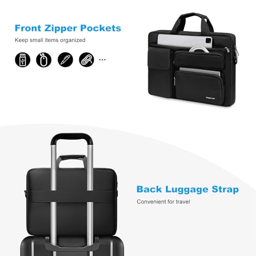 MOSISO Laptop Shoulder Bag 14 inch, 14 inch Computer Bag Compatible with HP Lenovo Dell ASUS Acer, HP Stream, Dell Latitude with 2 Raised&1 Flapover&1 Horizontal Pocket&Handle&Belt, Black - color: Black, size: 14 inch