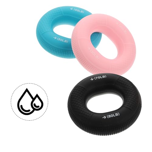 INOOMP 3pcs Hand Grip Strengthener Rings Set Silicone Material Multi-resistance 20-30lb 40-50lb 70-80lb Hand Exerciser Finger Strength Trainer for Forearm Fitness