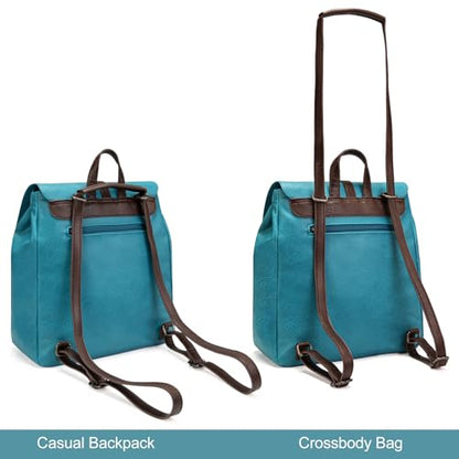 Montana West Backpack Purse for Women Casual Daypack Convertible Crossbody Backpack for Travel Work - color: Turquoise