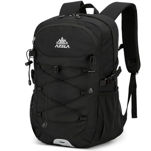 20L Small Waterproof Hiking Backpack with Chest Strap for Men, Lightweight Outdoor Daypack, Black
