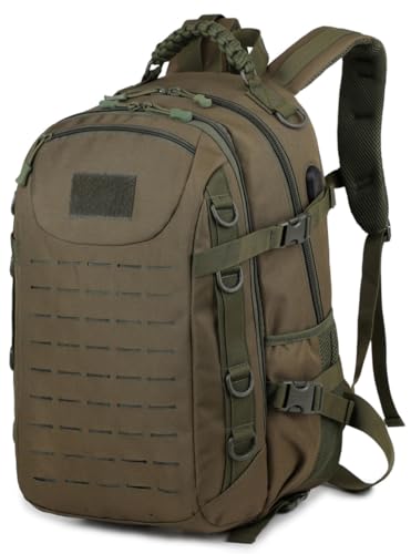 Heavy duty zipper military backpack Outdoor Tactical Backpack，Nylon canvas Knapsack，hiking camping travel Backpack， 3-day backpack，water resistant (army green) - color: Army Green