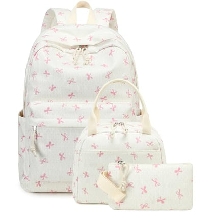 BTOOP School Backpacks for Teen Girls Bookbags Lightweight Kids Backpack School Bags Set with Lunch Box Pencil Case - color: B-pink-bowknot