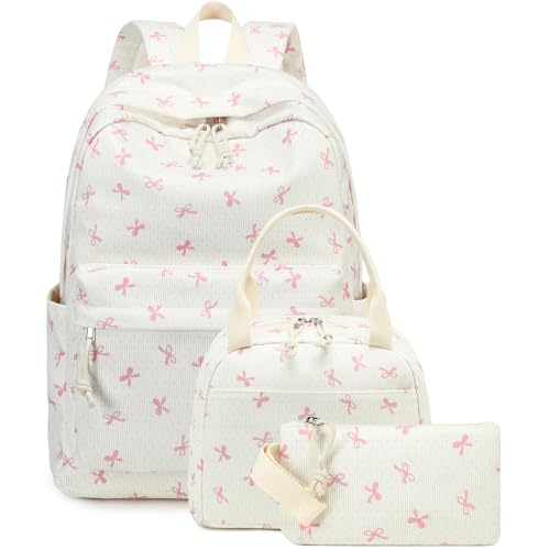 BTOOP School Backpacks for Teen Girls Bookbags Lightweight Kids Backpack School Bags Set with Lunch Box Pencil Case - color: B-pink-bowknot