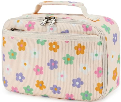 LEDAOU Lunch Box Kids Insulated Lunch Bag Girls Boys Toddler Reusable Lunchbox for School Picnic Hiking - color: Flower-Colorful