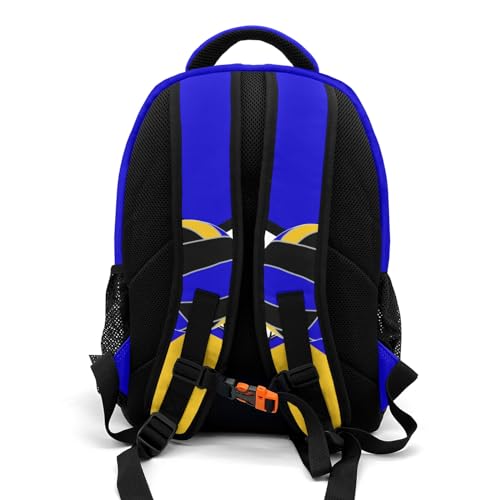 Bright Blue Gold Volleyball Personalized School Backpack Casual Laptop Bag for Man Woman - color: Muilti 5