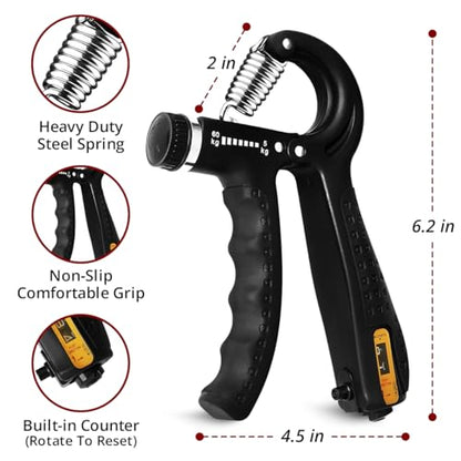 Hand Grip Strengthener Trainer with Adjustable Resistance 10-130lbs (4.5-59kg), Forearm Hand Grip Strength Exerciser for Muscle Building, Injury Recovery, and Therapy Stress Relief - color: Black, style: 2-Pack