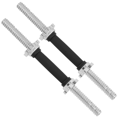Yes4All Threaded Dumbbell Handles, Adjustable Dumbbell Bar Pair, 14/16/18/24-Inch Sizes, Fits 1" or 1.15" Plates, Non-Slip Grip, Secure Star-Lock Collars - color: 18" - Chrome & Rubber - Silver, size: 1 inch