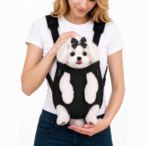 Inspack Dog Backpack Carrier/Cat Carrier, Adjustable Pet Front Carriers Travel Bag for Puppy Medium Dogs, Legs Out, Soft Ventilated Doggie Chest Carry Backpacks for Hiking/Camping, 10-16 lbs, Black - color: Black, size: XL