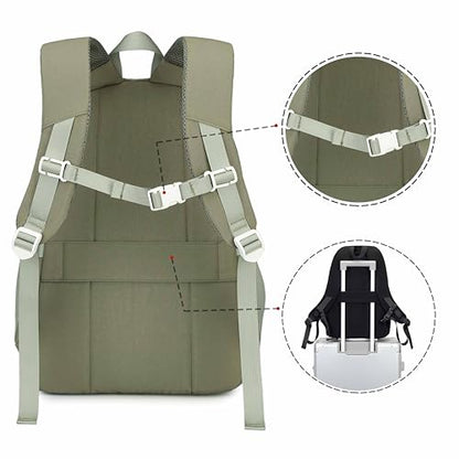 Laptop Backpack for Women College High Schoolbag Big Students Bookbags Large Multi pocket Travel Daypack Casual (Olive green) - color: Olive Green
