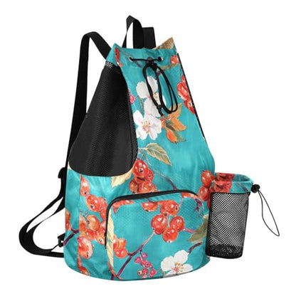 Drawstring Backpacks Gym Bag With Water Bottle Pocket Dry Wet Separation