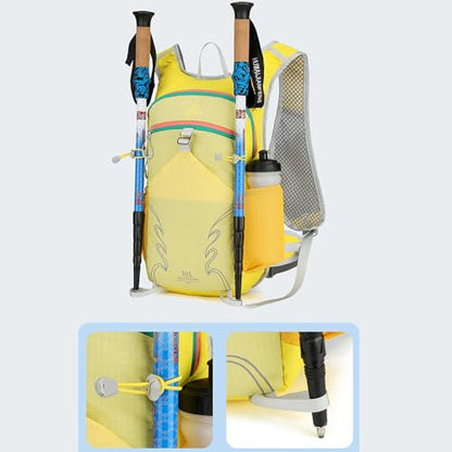 18L Lightweight Hiking Backpack, Breathable Daypack with Rain Cover, Reflective Ultralight Camping Bag for Men Women, Hydration Outlet for Outdoor Travel - color: Yellow