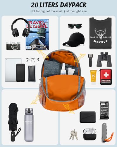 Gonex Ultra Lightweight Packable Backpack Daypack Handy Foldable Camping Outdoor Travel Cycling Backpacking - color: Orange