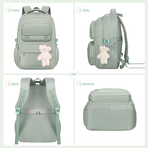 KBTYE School Backpack for Kids Girls Cute Travel Backapck for College Women Men Casual Laptop Bookbag for Teen Student(Green) - color: Green