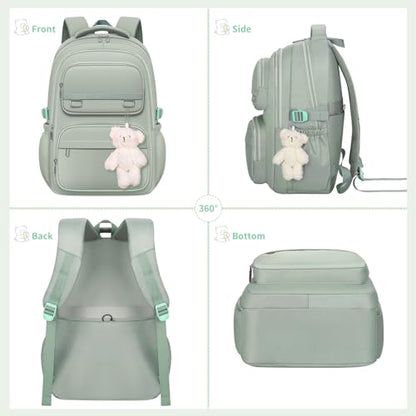KBTYE School Backpack for Kids Girls Cute Travel Backapck for College Women Men Casual Laptop Bookbag for Teen Student(Green) - color: Green