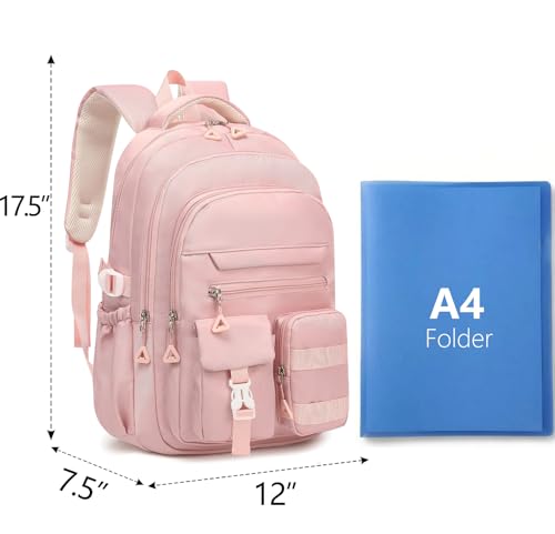 Cute Backpack for Teen Girls Boys, Aesthetic Travel Bookbag for High Middle School College Student (Pink) - color: Pink