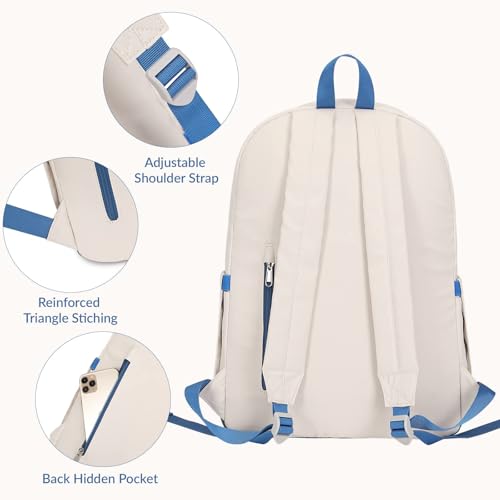 Lohol Classic Backpack for Girls Boys Teens, Lightweight Bookbag for School Travel College (Grey/Blue) - color: Grey/Blue