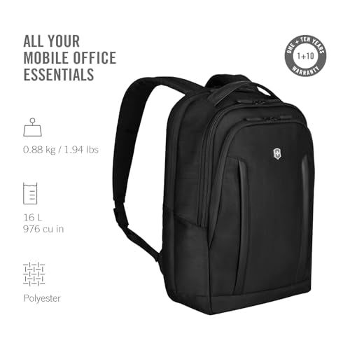 Victorinox Altmont Professional Compact Laptop Backpack - Tablet & Laptop Bag for Travel Accessories - Computer Backpack Includes Sleek Organizer - 16 Liters, Black - size: 16 IN