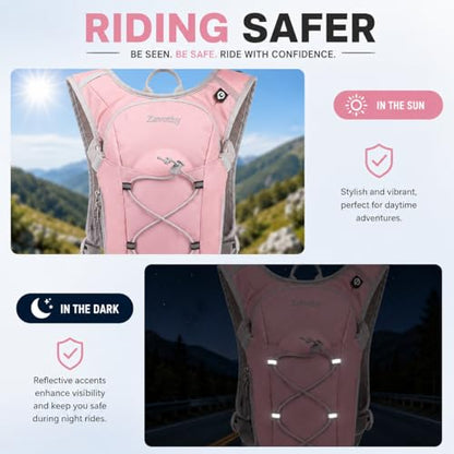 Zavothy Hydration Backpack with 2L Hydration Bladder Water Backpack for Hiking Hydration Pack for Running Cycling Hiking - color: Pink