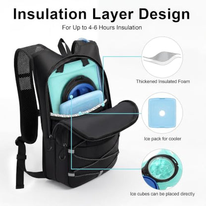 MIYCOO Hydration Backpack - Lightweight Hiking Water Backpack with 2L Water Bladder, Running Hydration Vest Backpack for Men Women, Hydration Pack for Hiking, Cycling, Climbing - color: Black