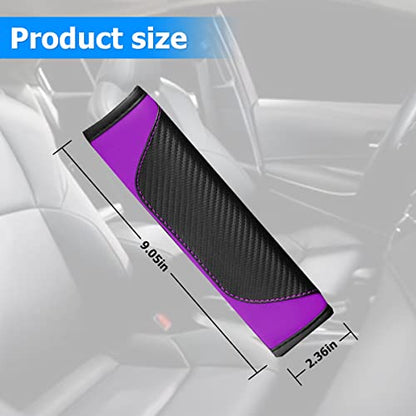 AUCELI 2PCS Car Seat Belt Cover, Carbon Fiber Seatbelt Shoulder Strap Covers, Breathable Leather Soft Harness Pad Protect Your Neck and Shoulder Compatible with Cars - color: Black/Purple