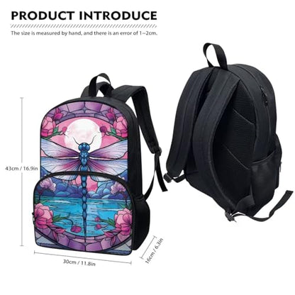 Talayituse Dragonfly Flower Print School Bags Backpack for Kids Girl Large Capacity Stylish Daypack Aesthetic Back to School Gifts Lightweight Bookbags with Bottle Holder Pocket - color: Dragonfly Flower