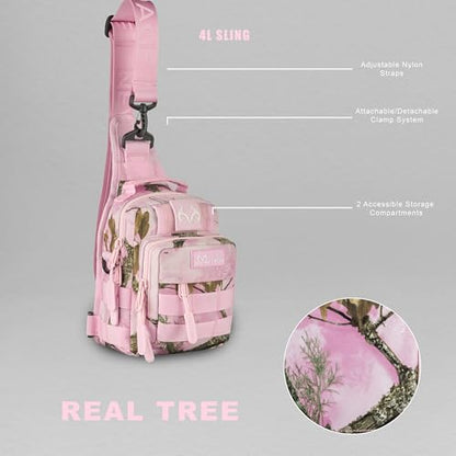 WOLFpak 4L Mini Tactical Sling Bag (Realtree APX Flushing Pink) Compact Crossbody Backpack for Gym, Travel & EDC | Tactical Shoulder Bag with Multiple Pockets Lightweight, Durable Sling Pack - color: Realtree Apx Flushing Pink