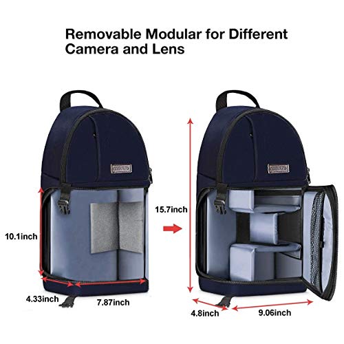 MOSISO Camera Sling Bag, DSLR/SLR/Mirrorless Camera Backpack Case Shockproof Photography Backpack with Tripod Holder & Removable Modular Inserts Compatible with Canon/Nikon/Sony/Fuji, Navy Blue - color: Navy Blue