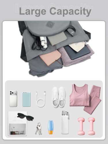 RHDZO Drawstring Backpack with Shoe Compartment and Wet Pocket, Large Gray - color: Large Gray, size: Large
