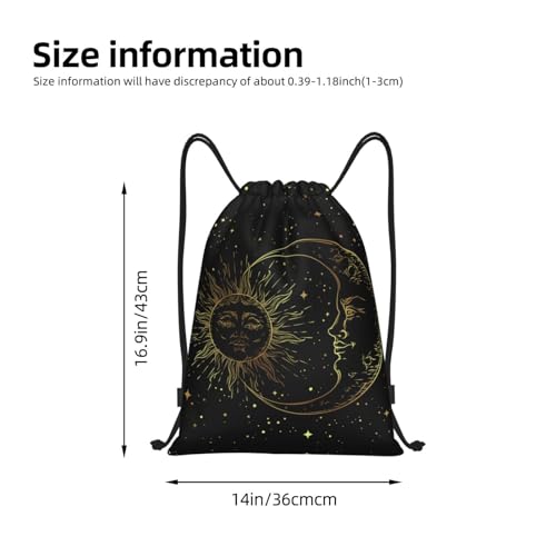 Gianlaima Golden Sun Crescent Moon Star Sky Drawstring Bags Backpack Bag Sport Gym Sack String Bag Yoga Dance Travel Bag For Men Women - color: Black38