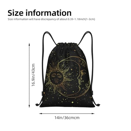 Gianlaima Golden Sun Crescent Moon Star Sky Drawstring Bags Backpack Bag Sport Gym Sack String Bag Yoga Dance Travel Bag For Men Women - color: Black38