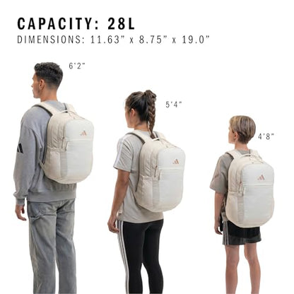 adidas PHNM Backpack for Laptop, School and Travel, 28L - color: Alumina Beige/Off White/Rose Gold