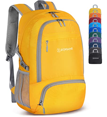 ZOMAKE Lightweight Packable Backpack 30L, Foldable Hiking Backpacks Water Resistant Compact Folding Daypack for Travel(Yellow) - color: Yellow